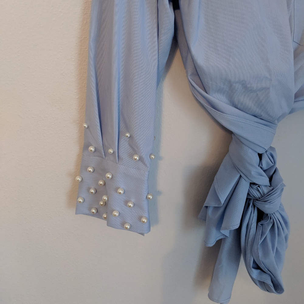 SOLD Zara Woman Light Blue Button Down - Picture 3 of 8